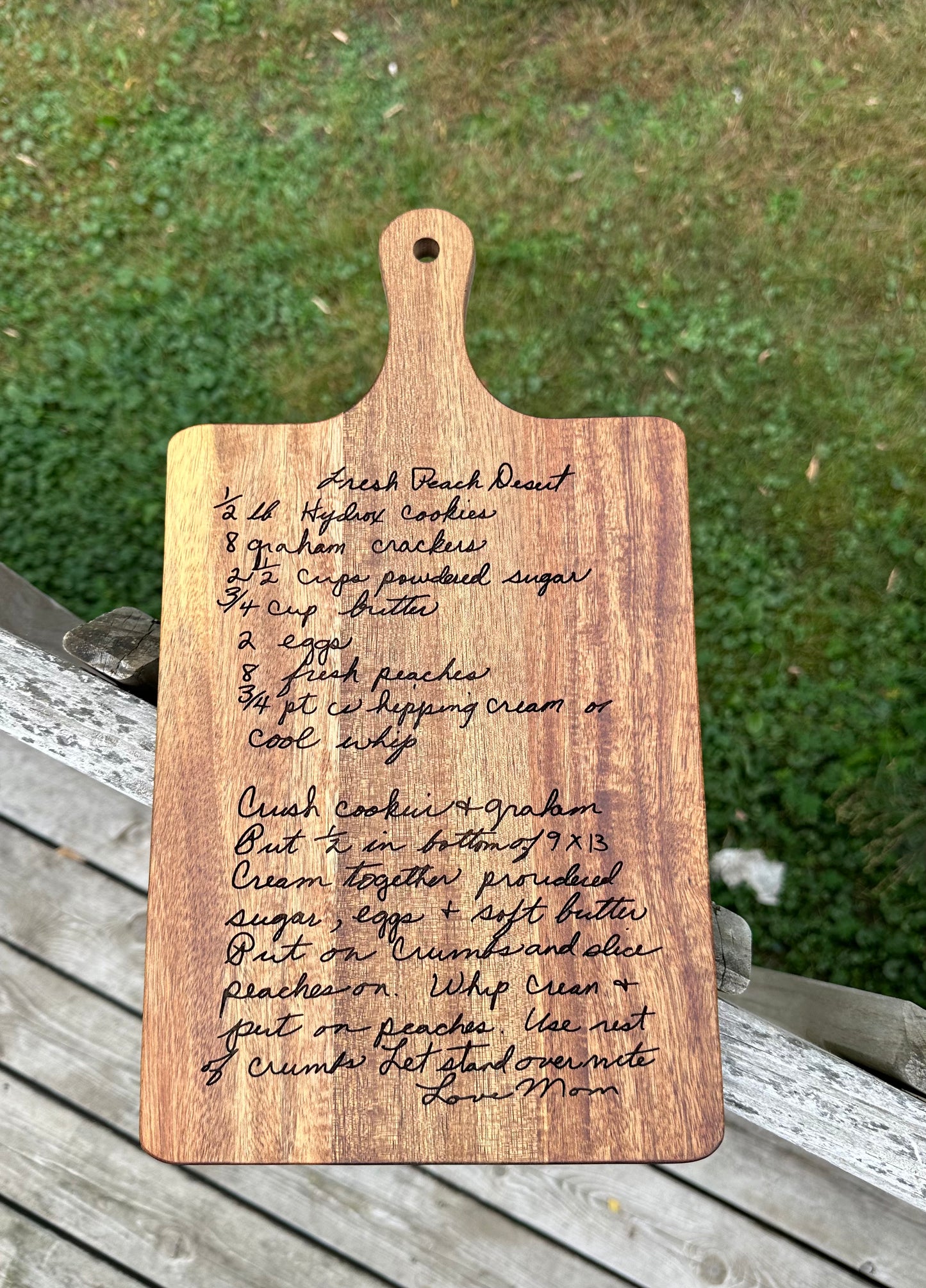 Engraved Recipe Acacia Cutting Board