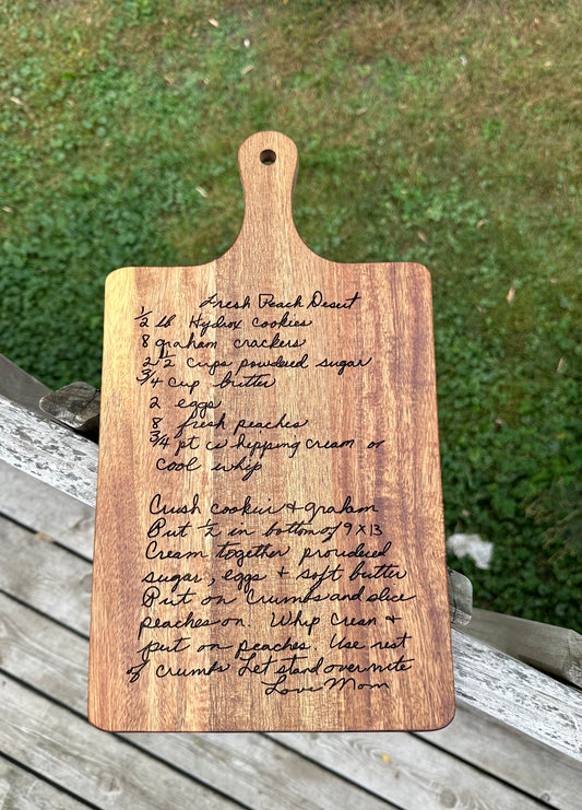 Engraved Recipe Acacia Cutting Board