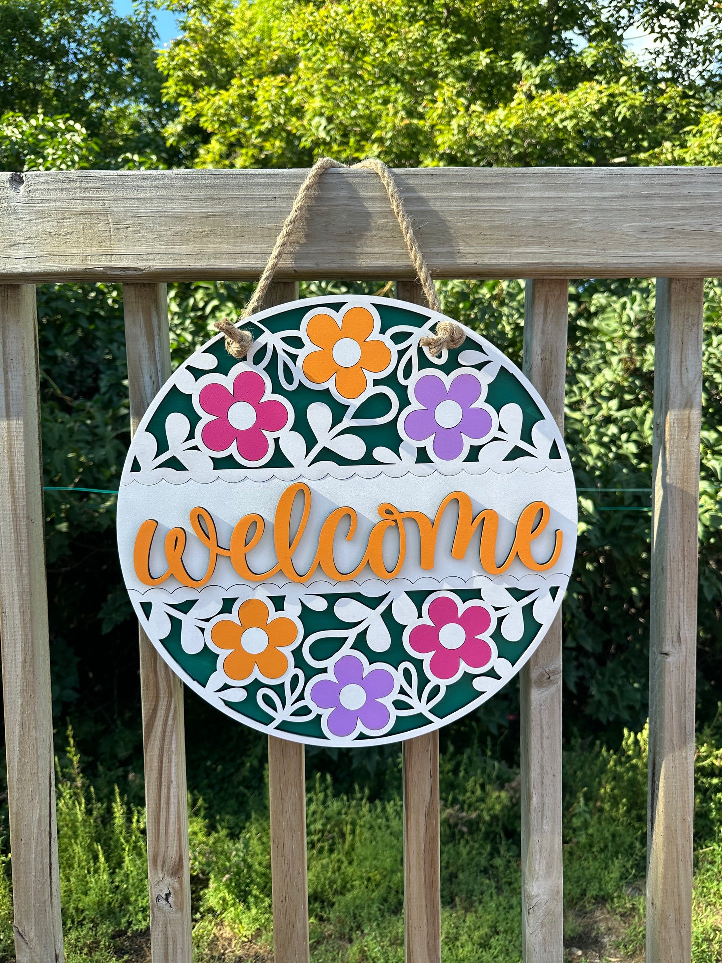 Welcome - Pink/orange/purple Flowers