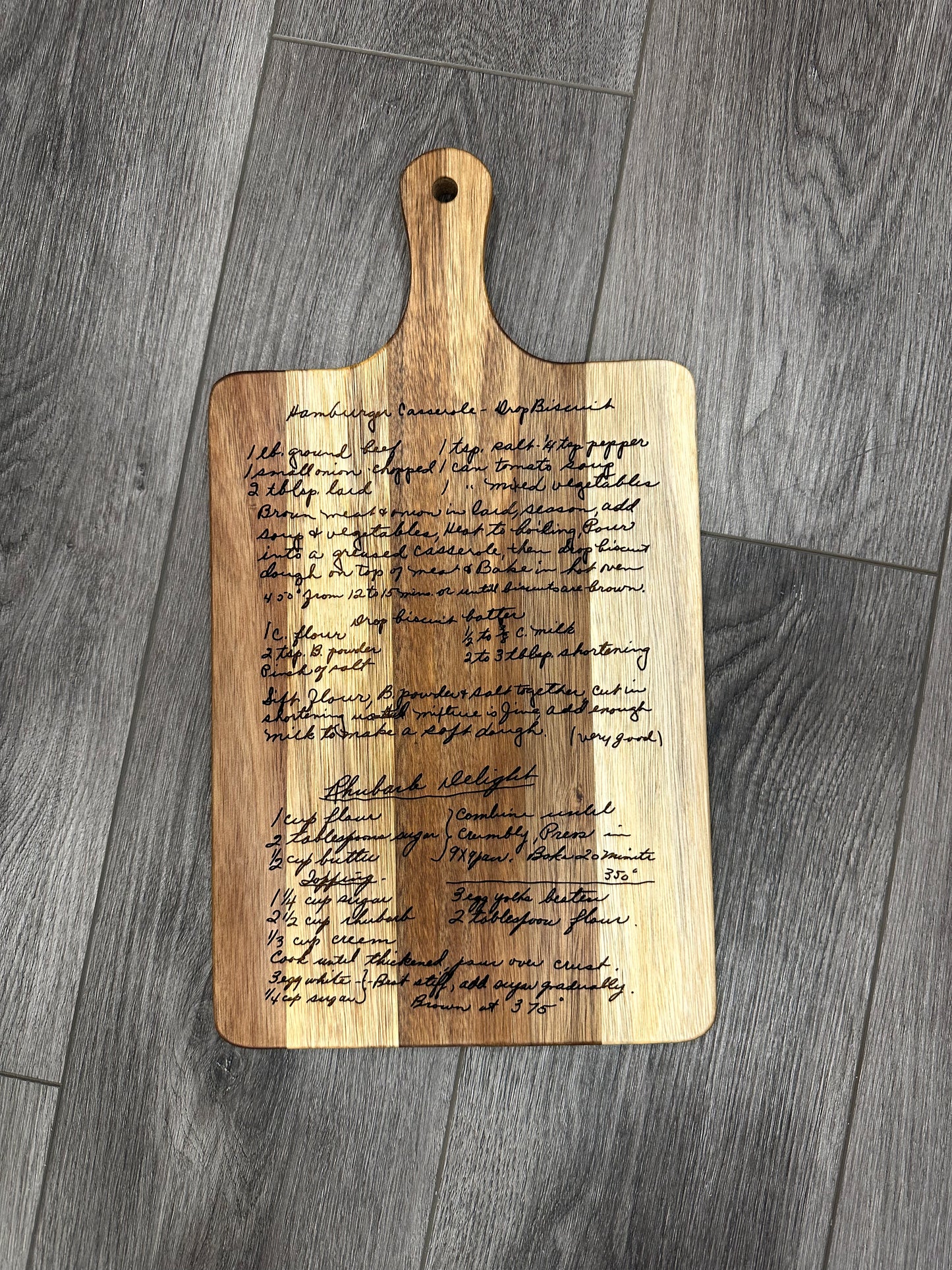 Engraved Recipe Acacia Cutting Board