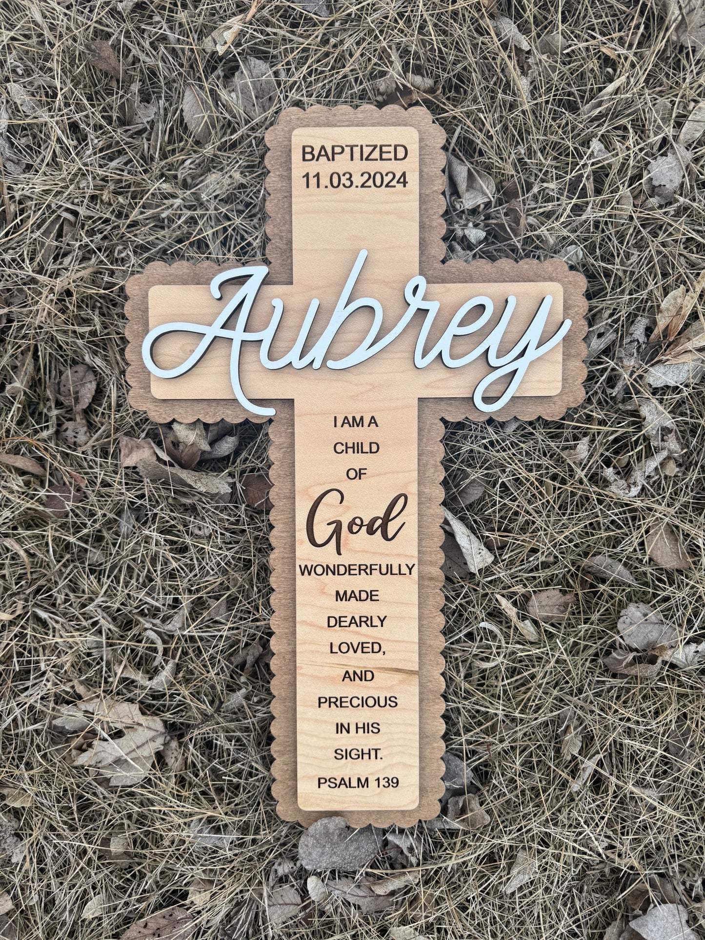Personalized Scalloped Edge Cross