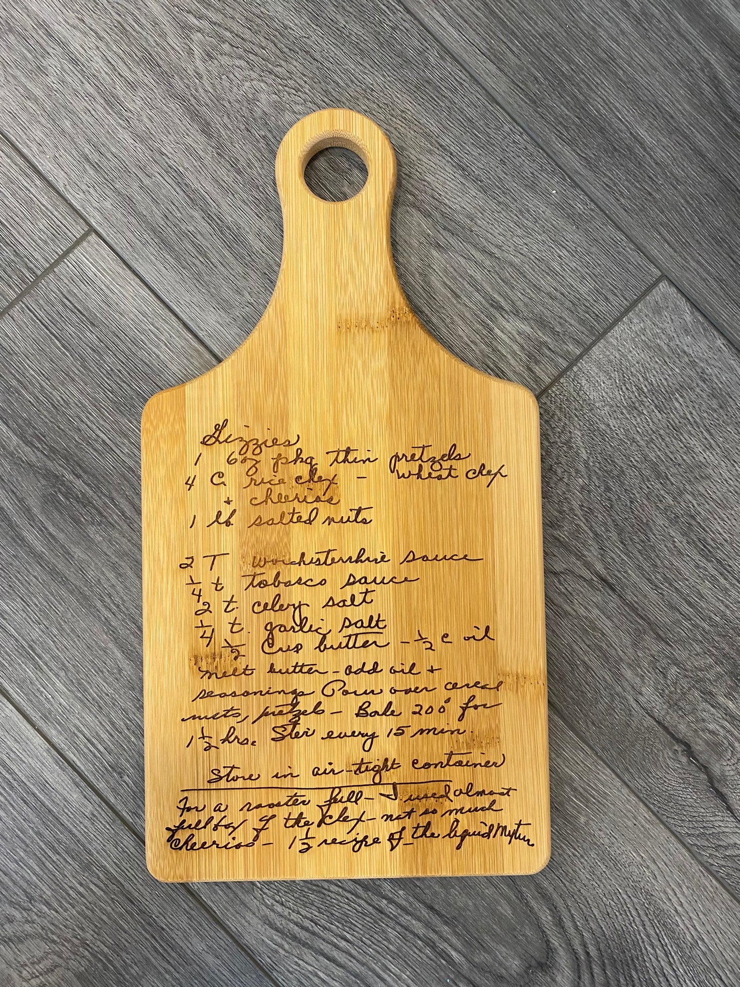 Engraved Recipe Bamboo Cutting Board