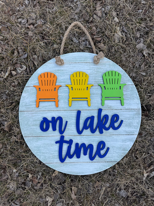 On Lake Time - Orange/yellow/green chair