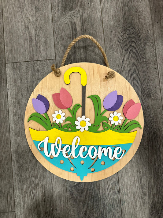 Welcome - Umbrella with Tulips