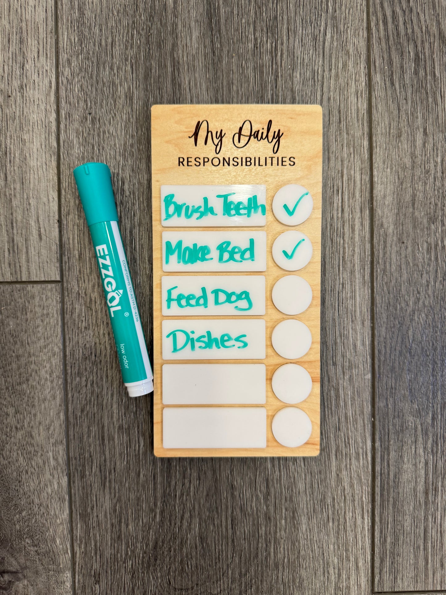 Daily Responsibility Dry Erase Board