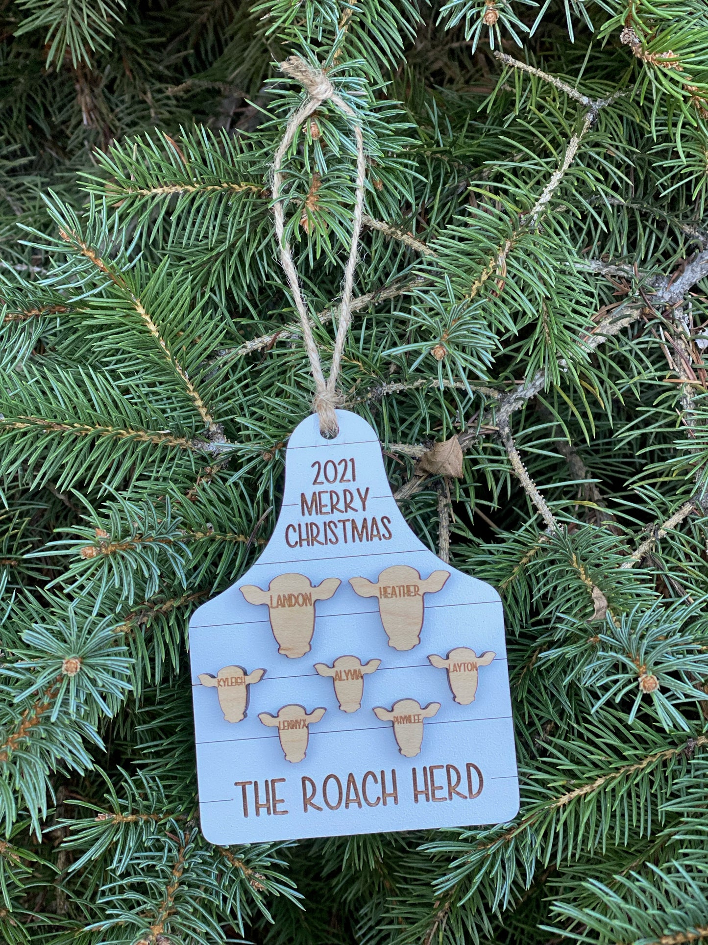 Cattle Tag Personalized Ornament