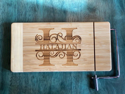 Bamboo Cutting Board with Cheese Cutter