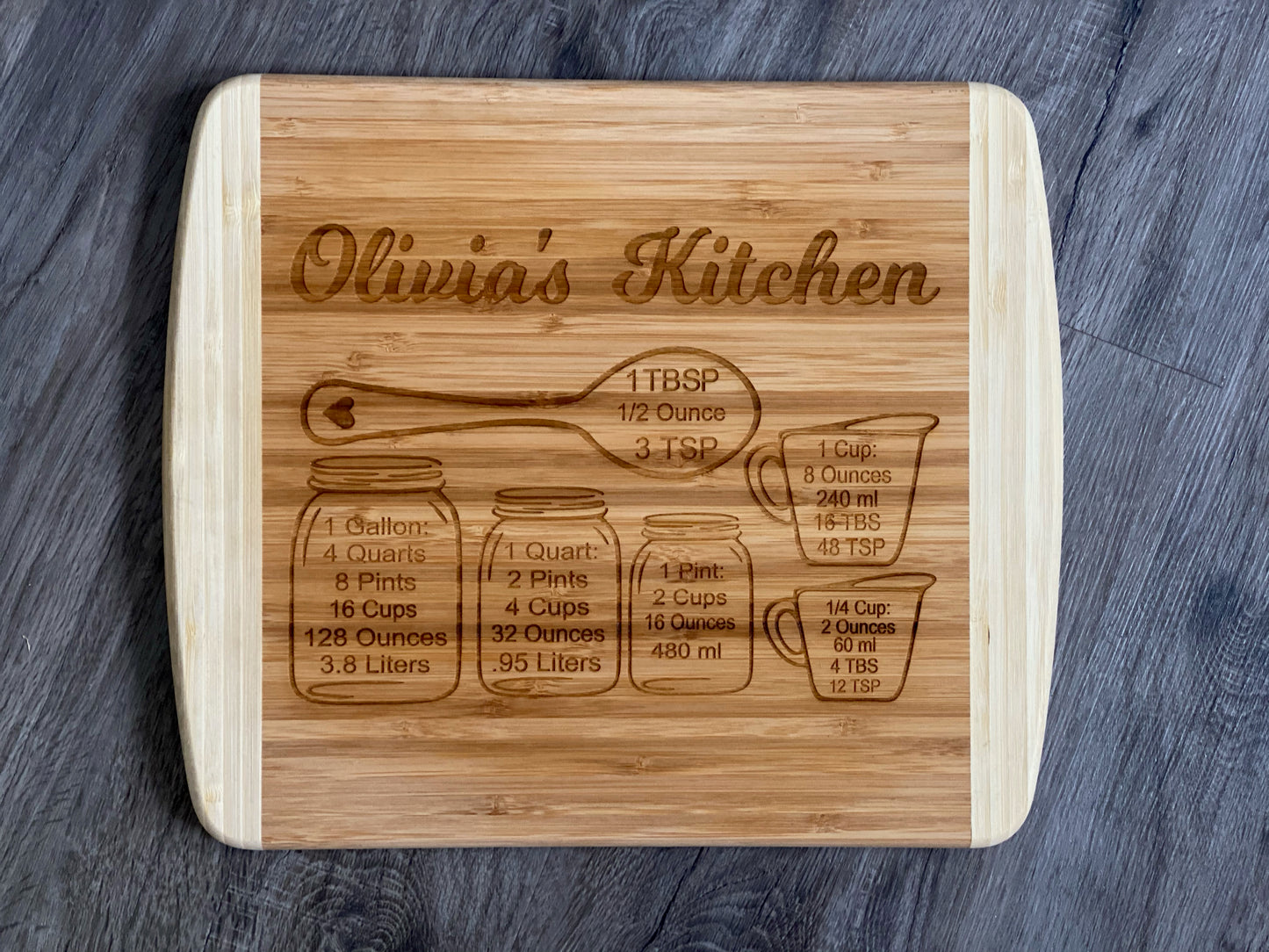 13 1/2" x 11 1/2" Bamboo 2-Tone Cutting Board