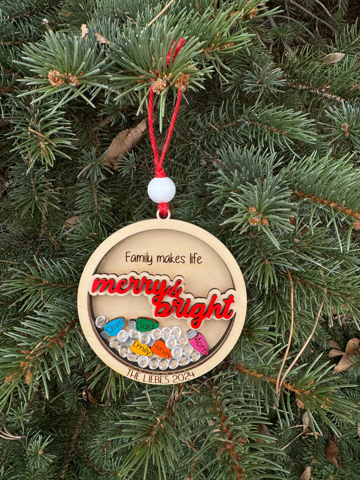 Merry and Bright Family Shaker Ornament