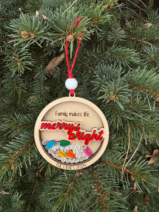 Merry and Bright Family Shaker Ornament