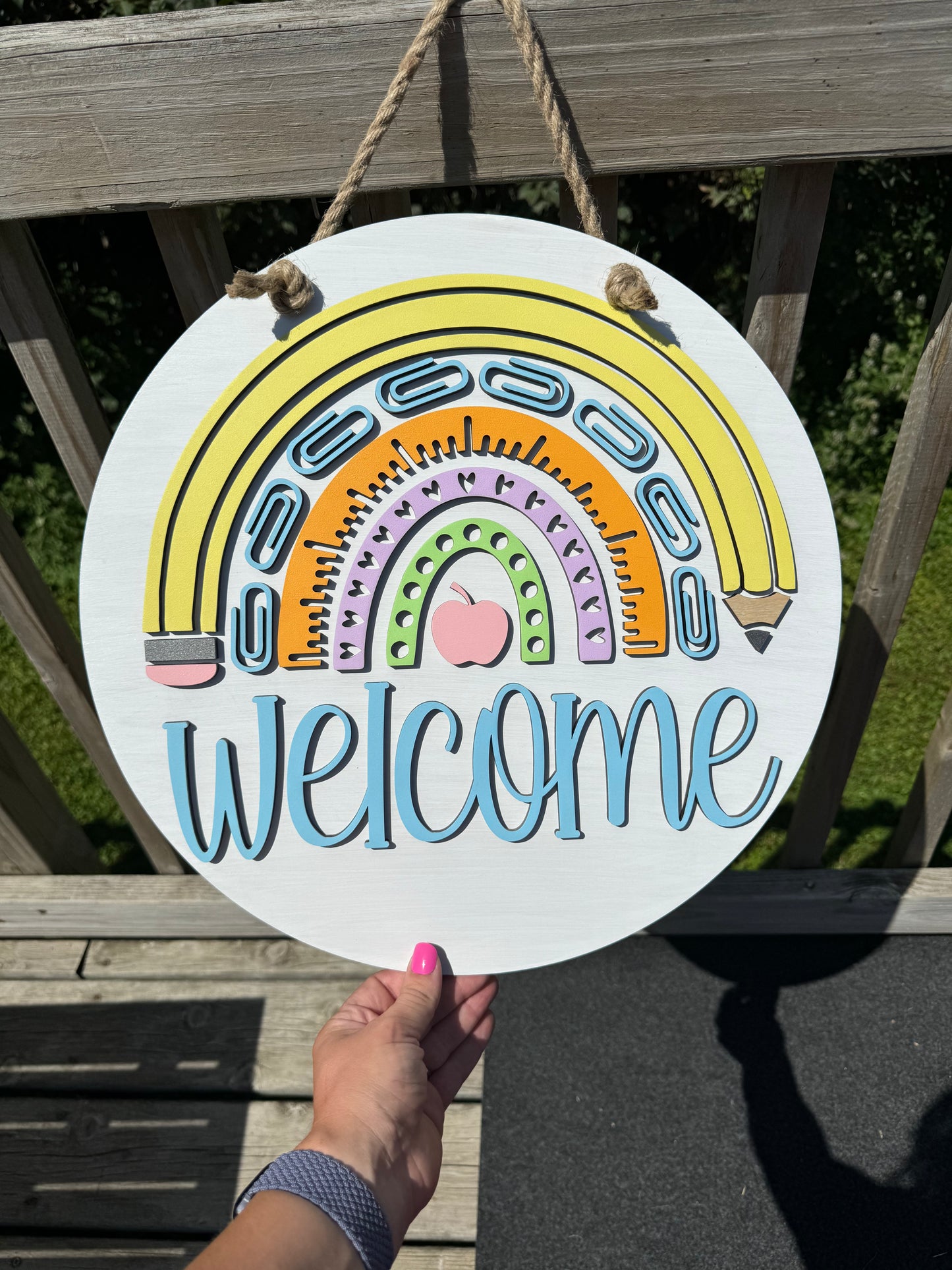 Welcome Classroom Rainbow Hanging Sign