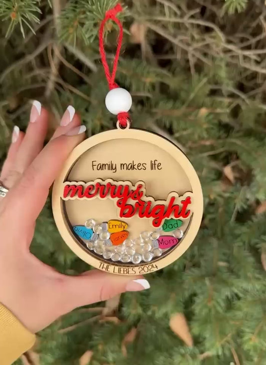 Merry and Bright Family Shaker Ornament