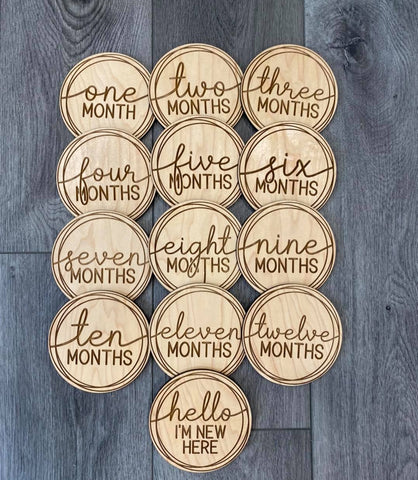 Engraved Round Monthly Milestones