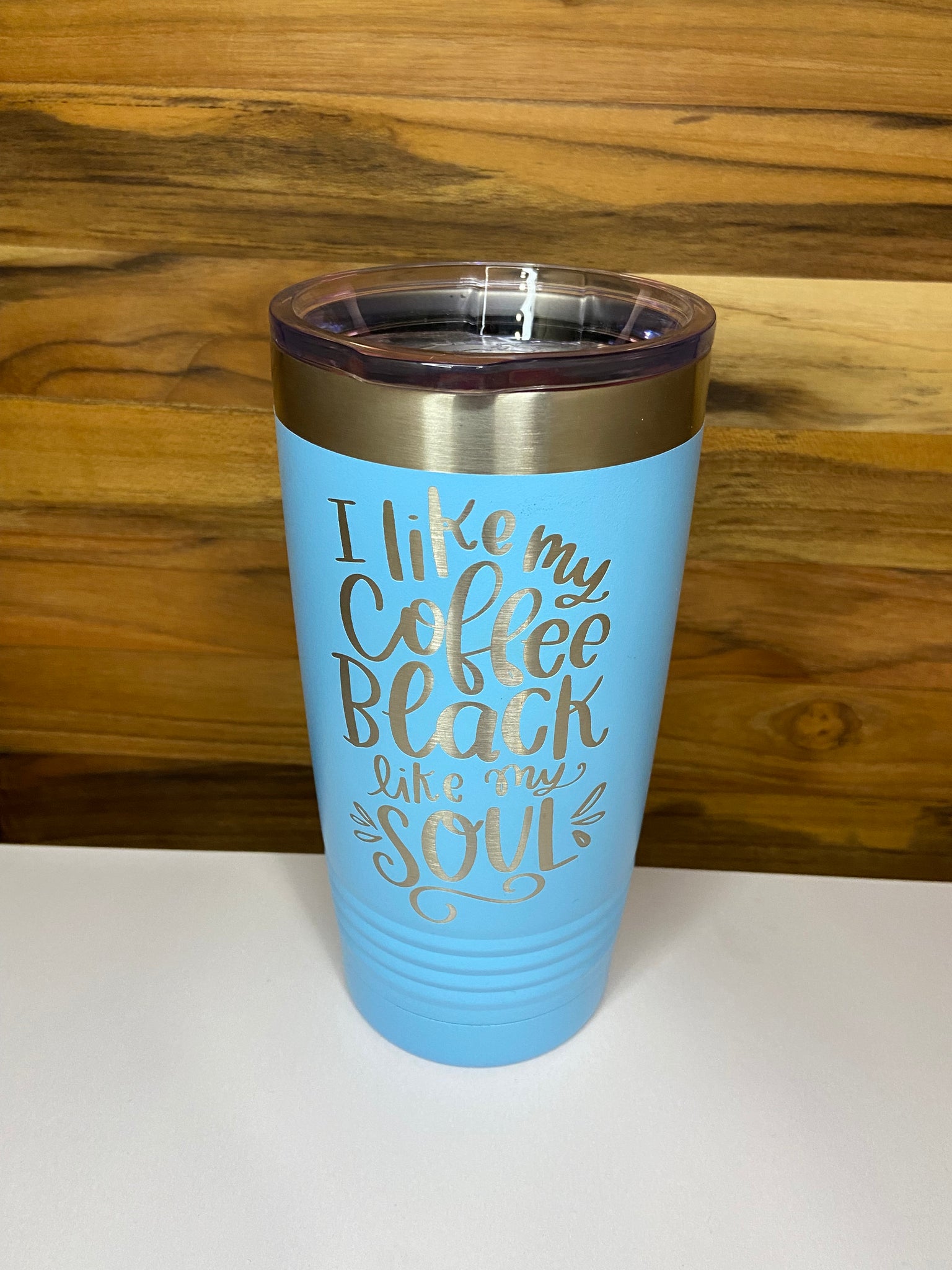 Coffee Black Like My Soul 20oz Ringneck Tumbler - Light Blue