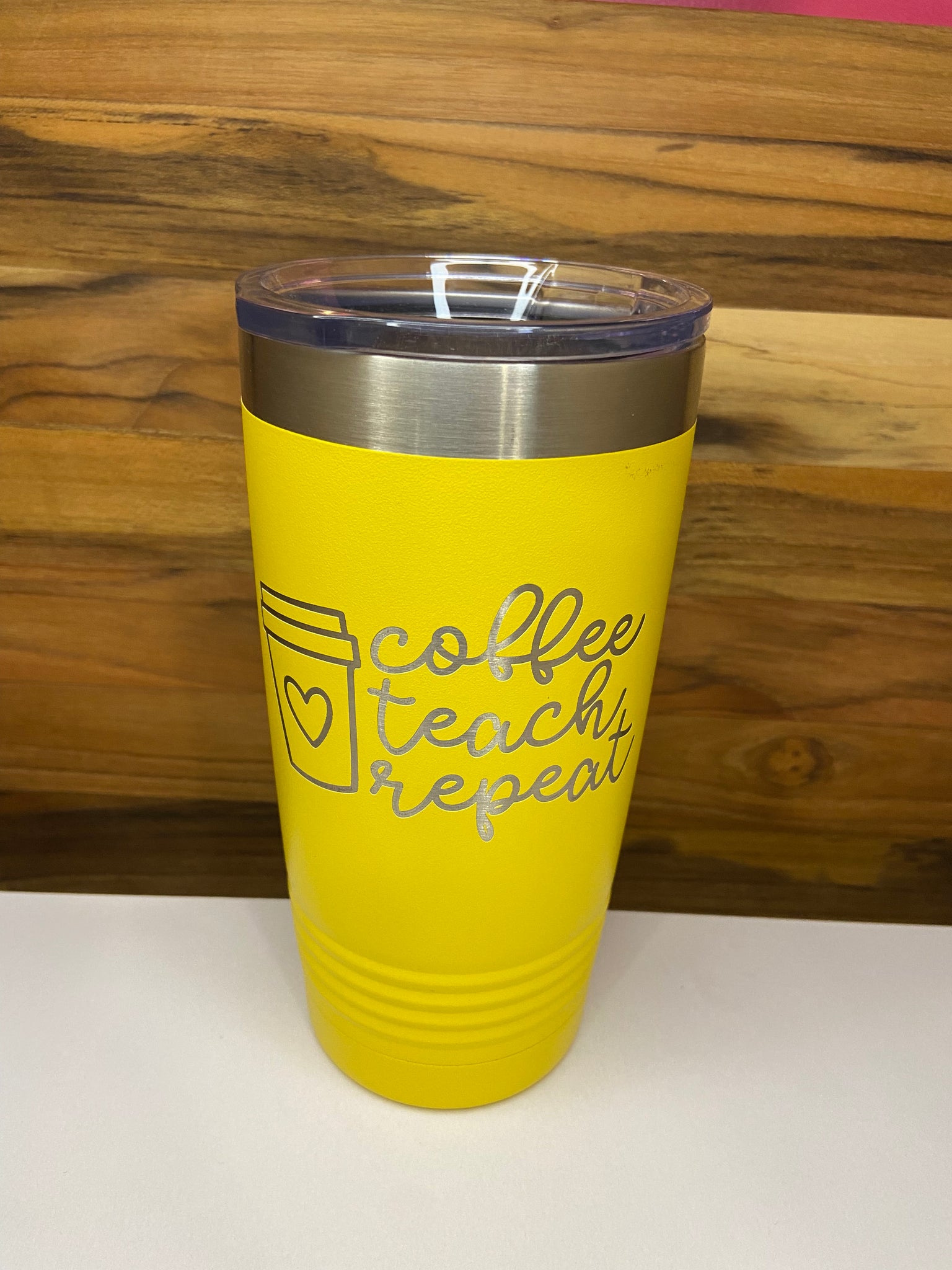 Coffee Teach Repeat 20oz Ringneck Tumbler - Yellow