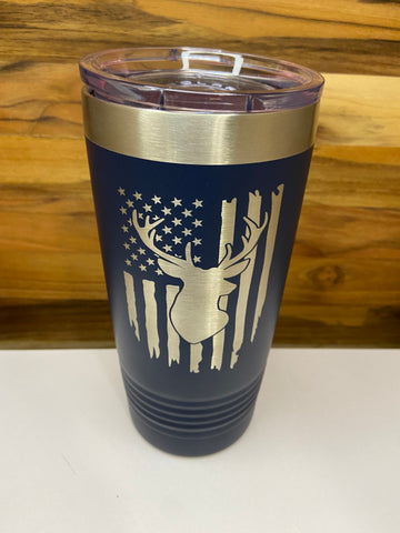 Flag w/ Deer 20oz Ringneck Tumbler - Navy Blue