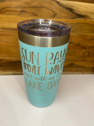 Sun Rays Boat Waves 20oz Ringneck Tumbler - Teal