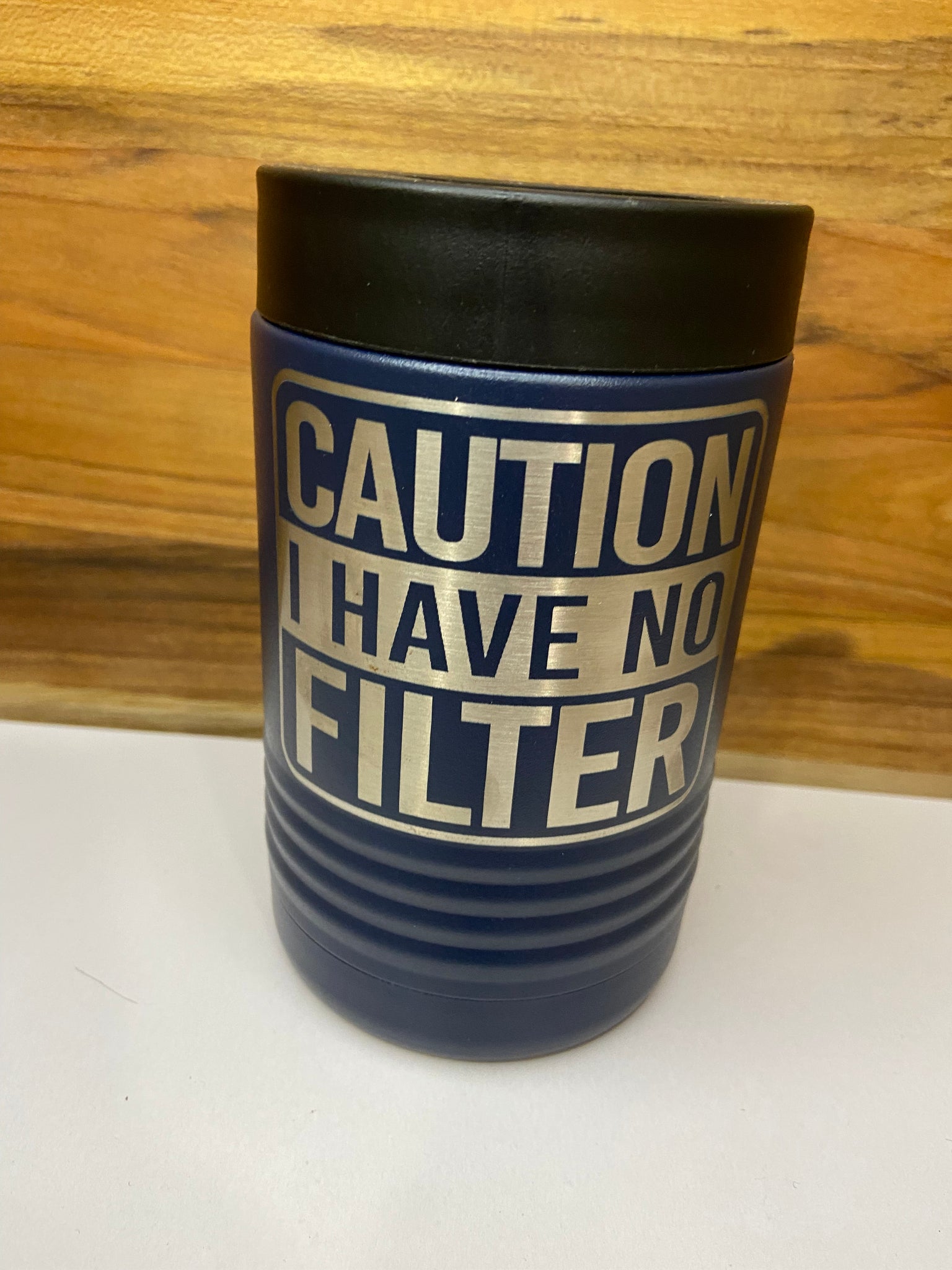 Caution I Have No Filter Beverage Holder - Navy