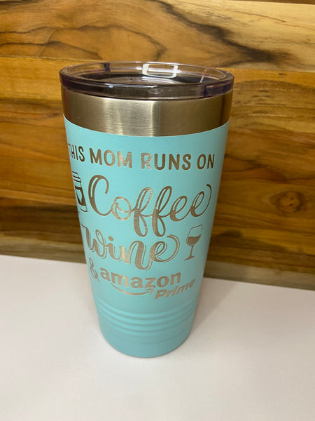 Coffee, Wine, & Amazon Prime 20oz Ringneck Tumbler - Teal