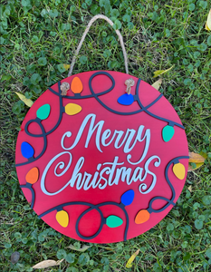 Merry Christmas with Christmas Lights DIY or Finished Sign