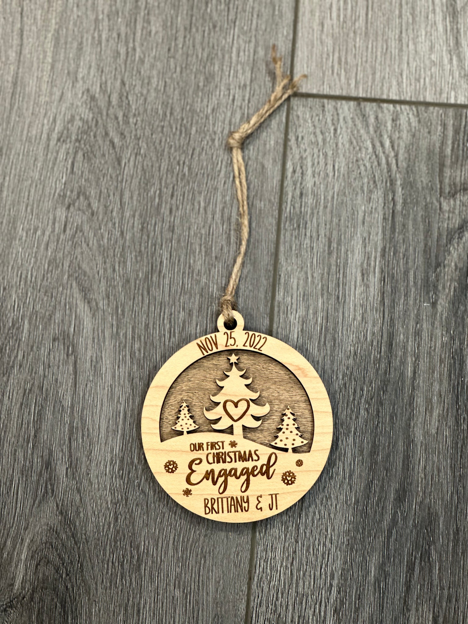 Our first Christmas Engaged Ornament